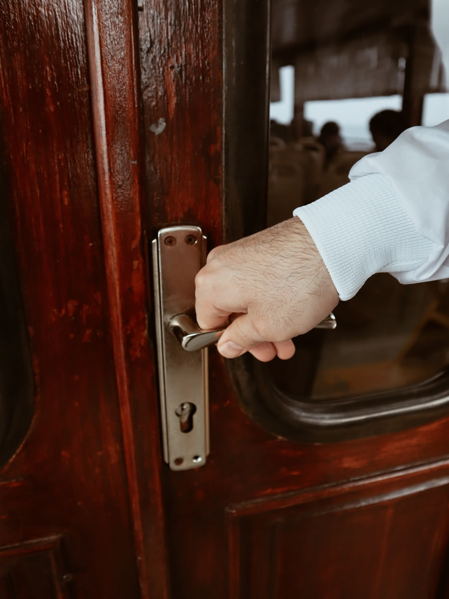 Brown door and new lock replacement