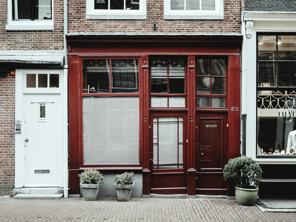 brown shop front with old locks